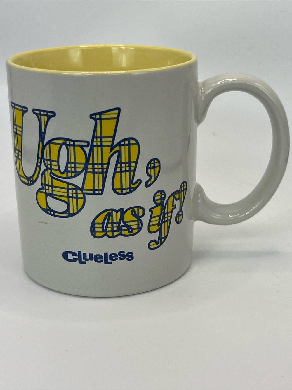 Clueless 'Ugh, as if!' Yellow Plaid Ceramic Mug
